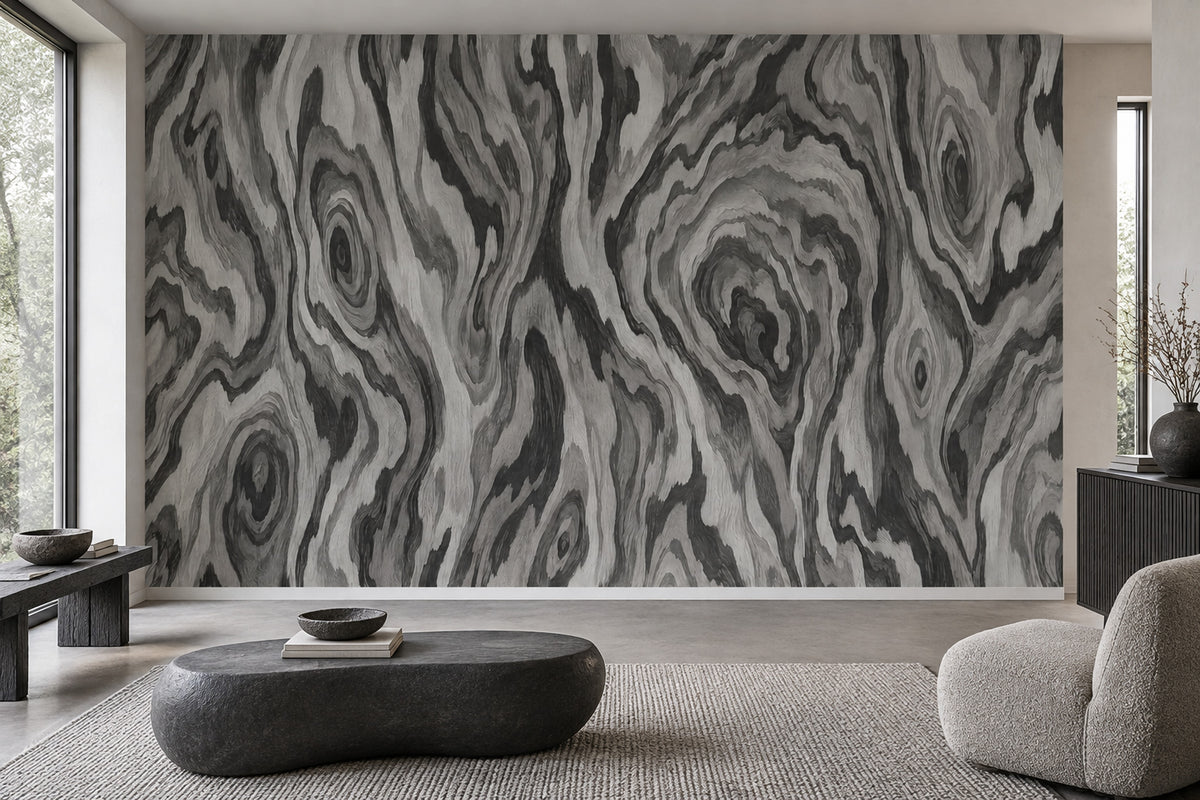 Dark Wood Grain Wallpaper Gray Faux Wall Mural