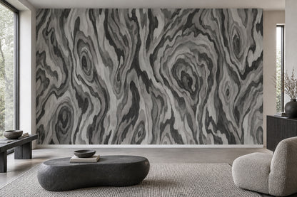 Dark Wood Grain Wallpaper Gray Faux Wall Mural