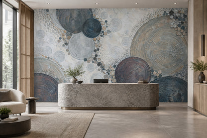 Abstract Concentric Circles Wallpaper Textured Geometric Wall Mural