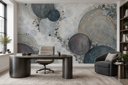 Abstract Concentric Circles Wallpaper Textured Geometric Wall Mural