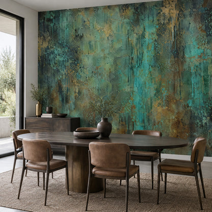 Aged Plaster Texture Wallpaper Muted Green Industrial Wall Mural