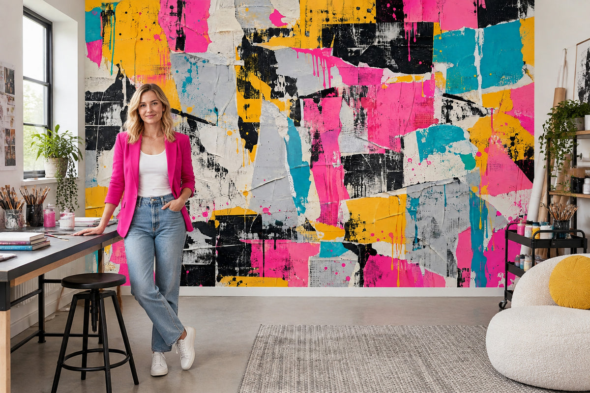 Torn Posters Collage Wallpaper Graffiti Grunge Wall Mural