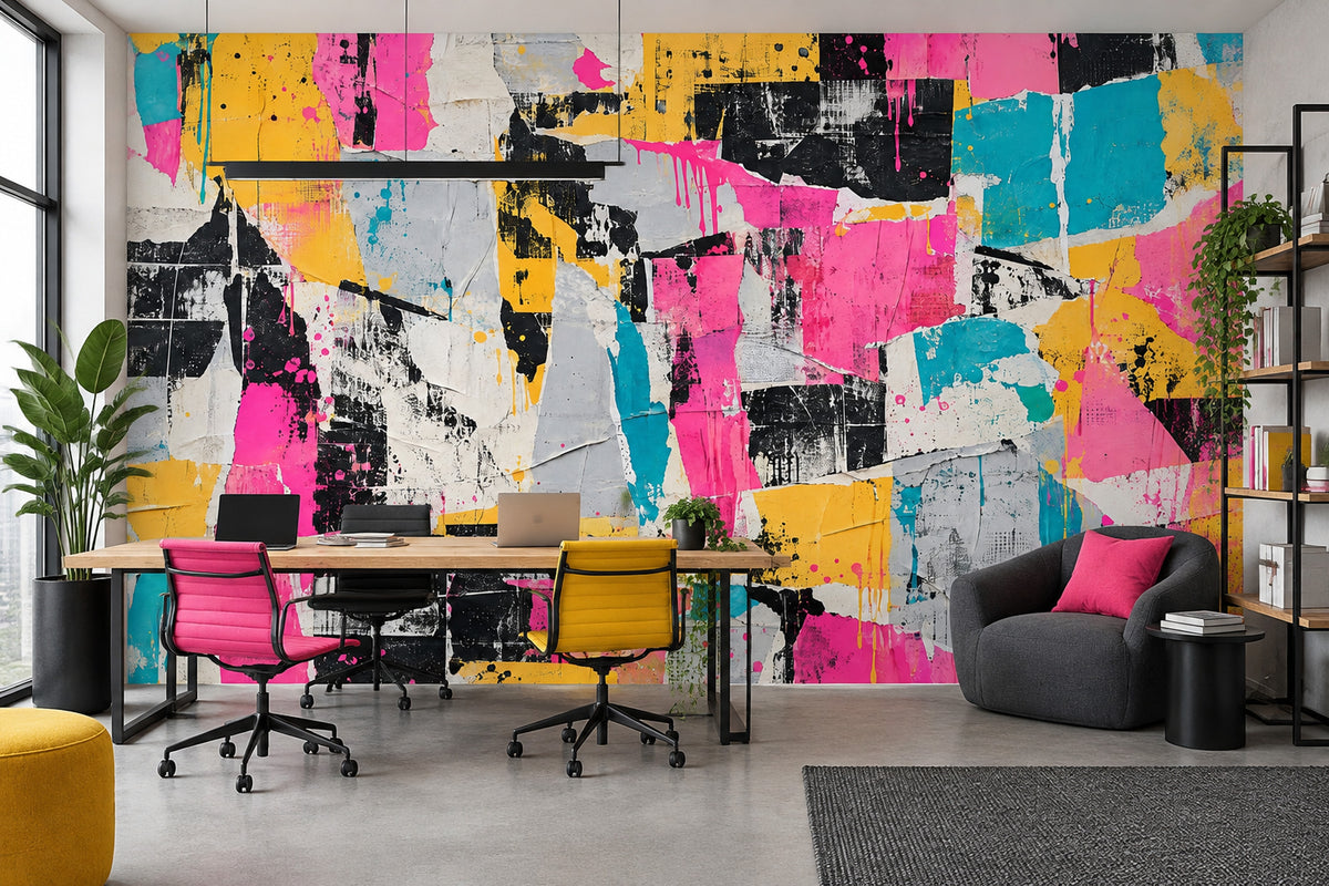 Torn Posters Collage Wallpaper Graffiti Grunge Wall Mural