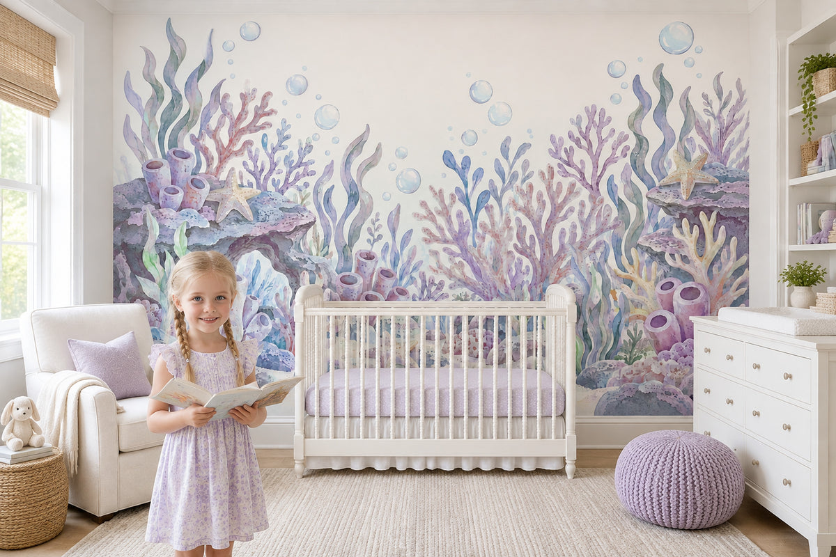Pastel Coral Reef Wallpaper Watercolor Underwater Wall Mural