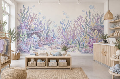 Pastel Coral Reef Wallpaper Watercolor Underwater Wall Mural