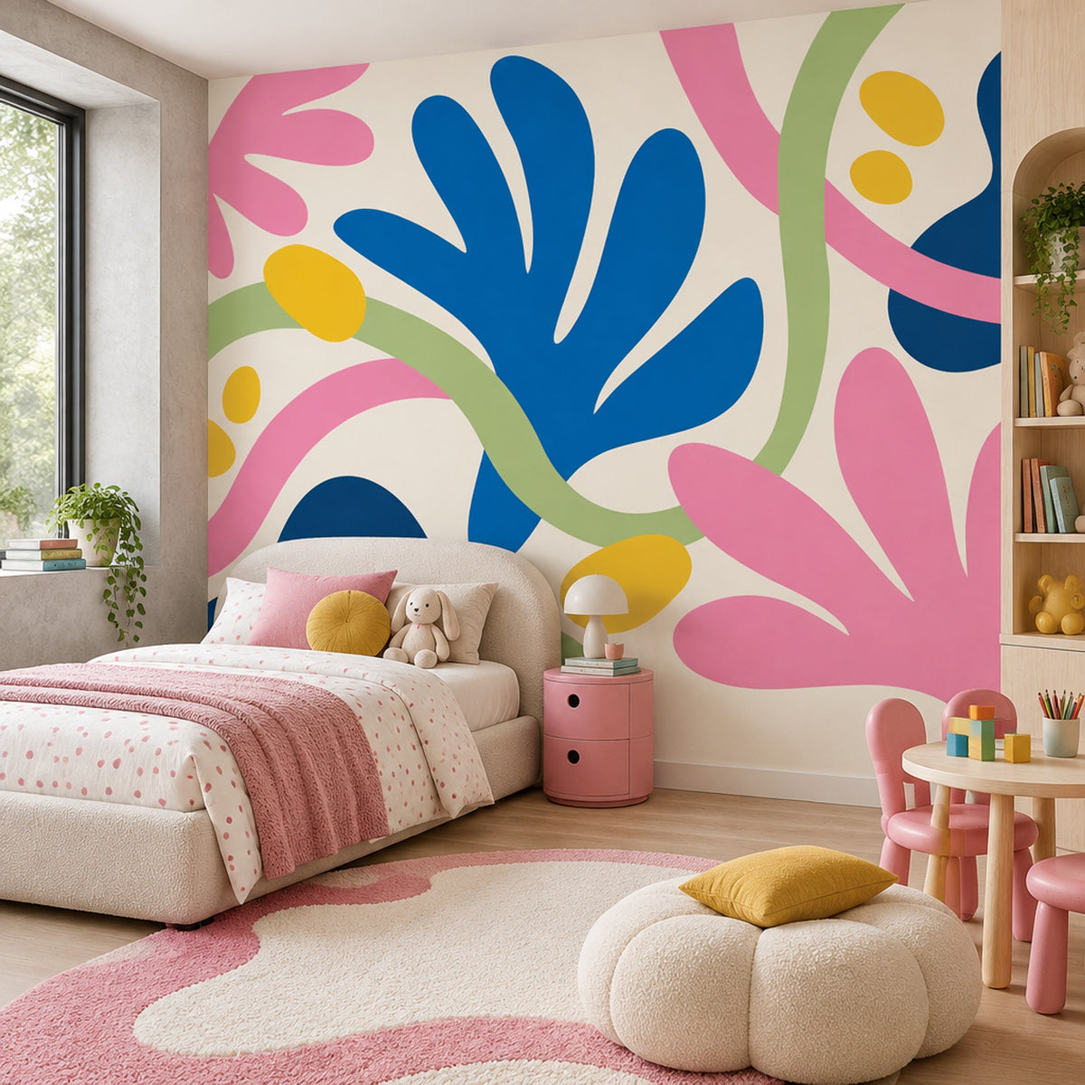 Abstract Botanical Shapes Wallpaper Colorful Organic Wall Mural