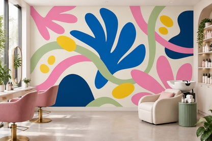 Abstract Botanical Shapes Wallpaper Colorful Organic Wall Mural