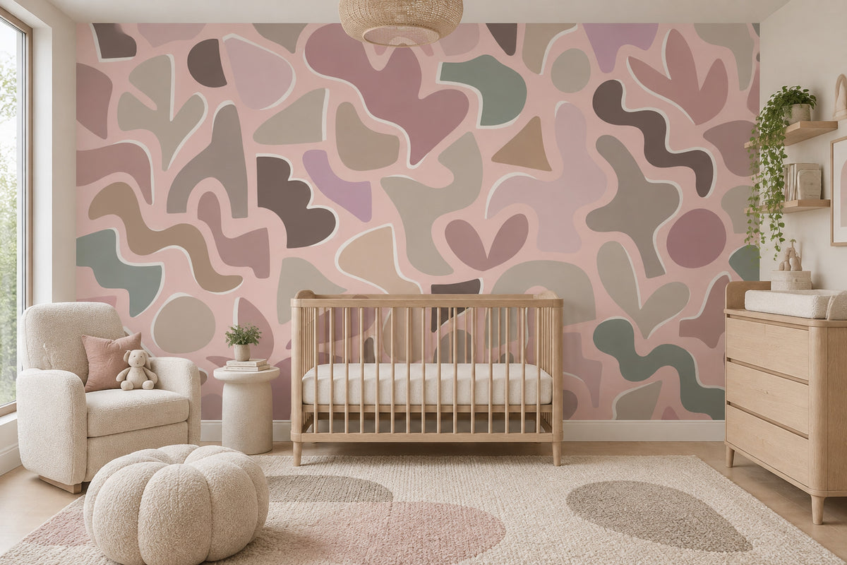 Organic Abstract Shapes Wallpaper Pastel Contours Wall Mural