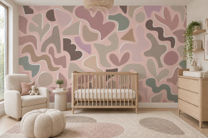 Organic Abstract Shapes Wallpaper Pastel Contours Wall Mural