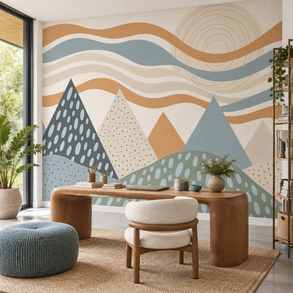 Geometric Mountains Wallpaper Abstract Landscape Wall Mural