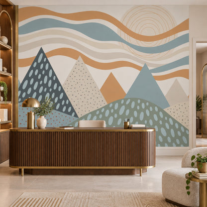 Geometric Mountains Wallpaper Abstract Landscape Wall Mural