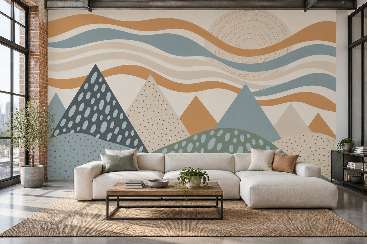 Geometric Mountains Wallpaper Abstract Landscape Wall Mural