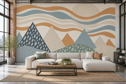Geometric Mountains Wallpaper Abstract Landscape Wall Mural