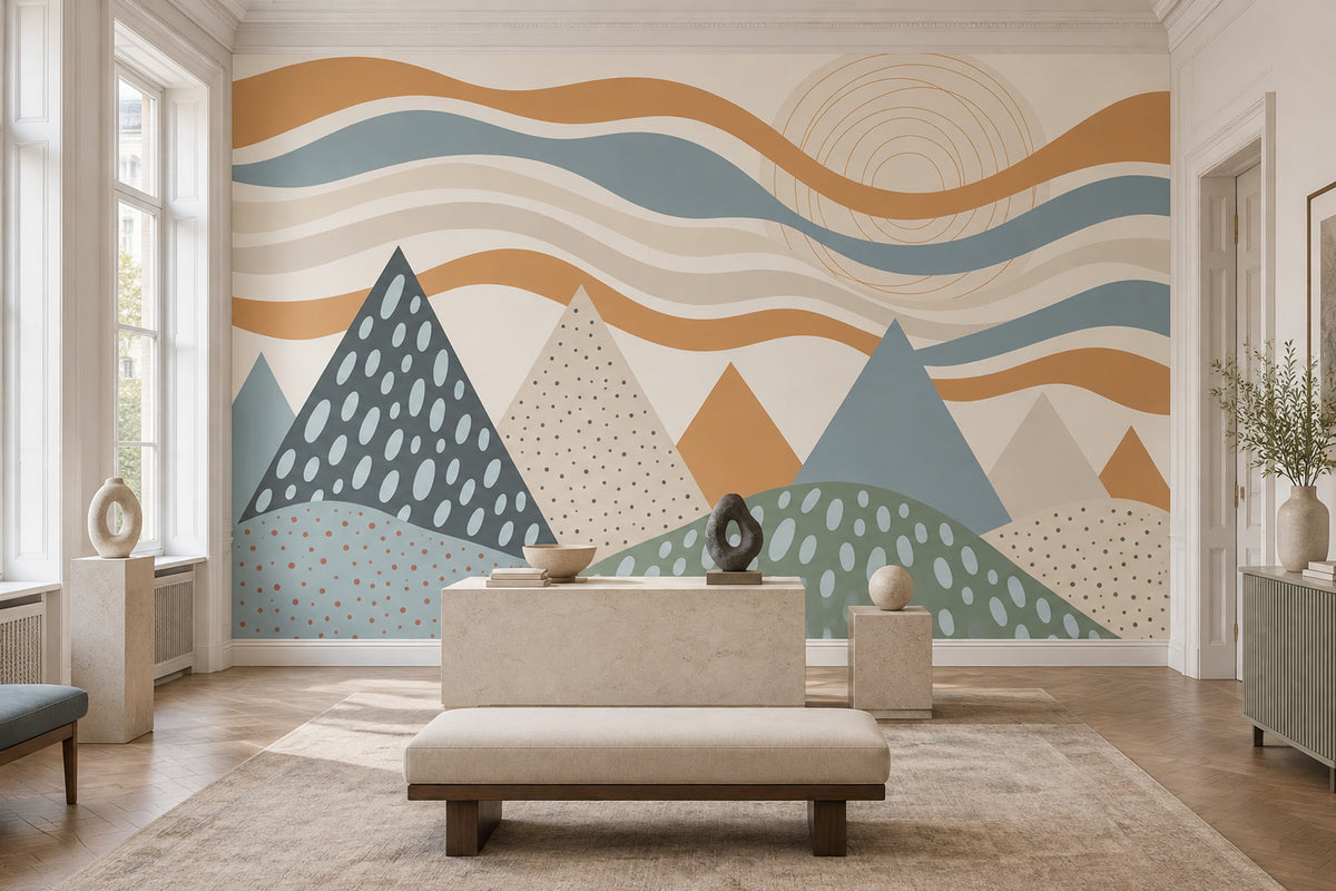 Geometric Mountains Wallpaper Abstract Landscape Wall Mural