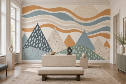 Geometric Mountains Wallpaper Abstract Landscape Wall Mural