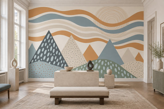 Geometric Mountains Wallpaper Abstract Landscape Wall Mural