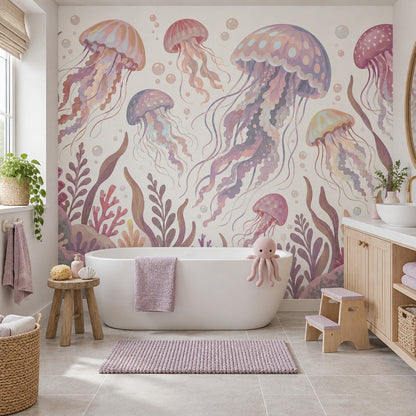 Pastel Jellyfish Wallpaper Underwater Ocean Wall Mural