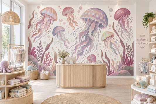 Pastel Jellyfish Wallpaper Underwater Ocean Wall Mural