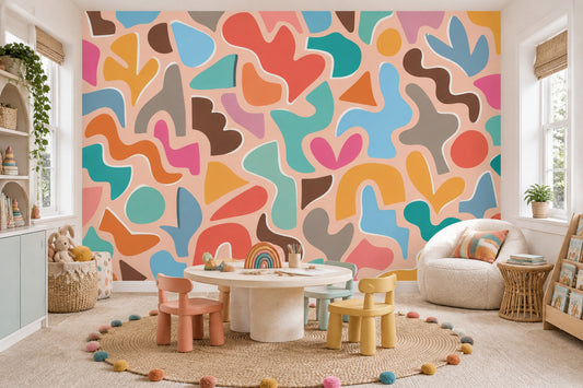 Colorful Organic Shapes Wallpaper Playful Retro Wall Mural