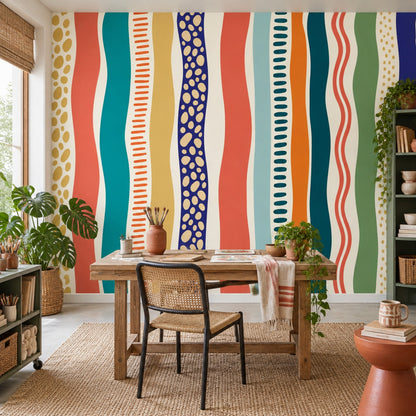 Colorful Abstract Stripes Wallpaper Modern Graphic Wall Mural