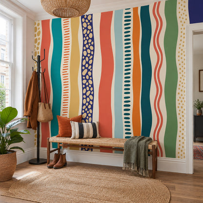 Colorful Abstract Stripes Wallpaper Modern Graphic Wall Mural