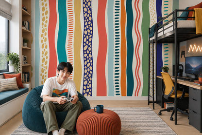 Colorful Abstract Stripes Wallpaper Modern Graphic Wall Mural