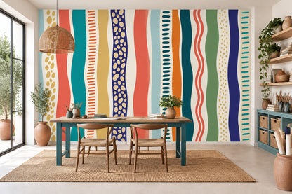 Colorful Abstract Stripes Wallpaper Modern Graphic Wall Mural