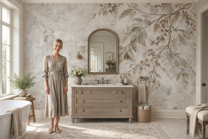 Distressed Botanical Branches Wallpaper French Country Wall Mural