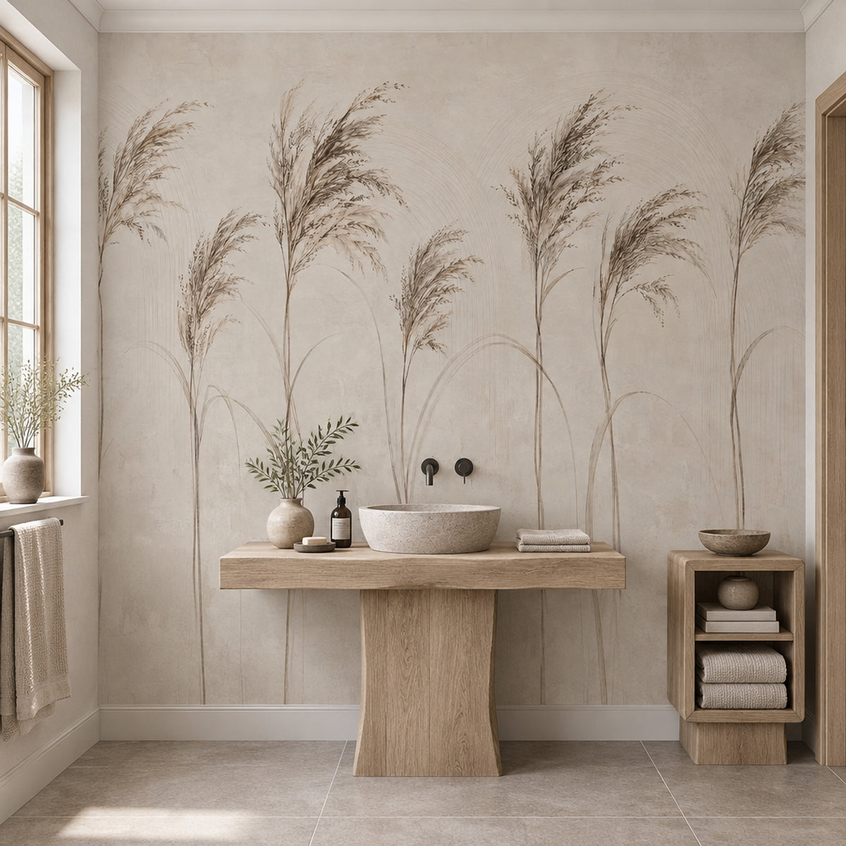 Pampas Grass Botanical Wallpaper Neutral Arches Wall Mural