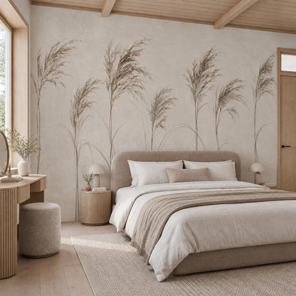 Pampas Grass Botanical Wallpaper Neutral Arches Wall Mural