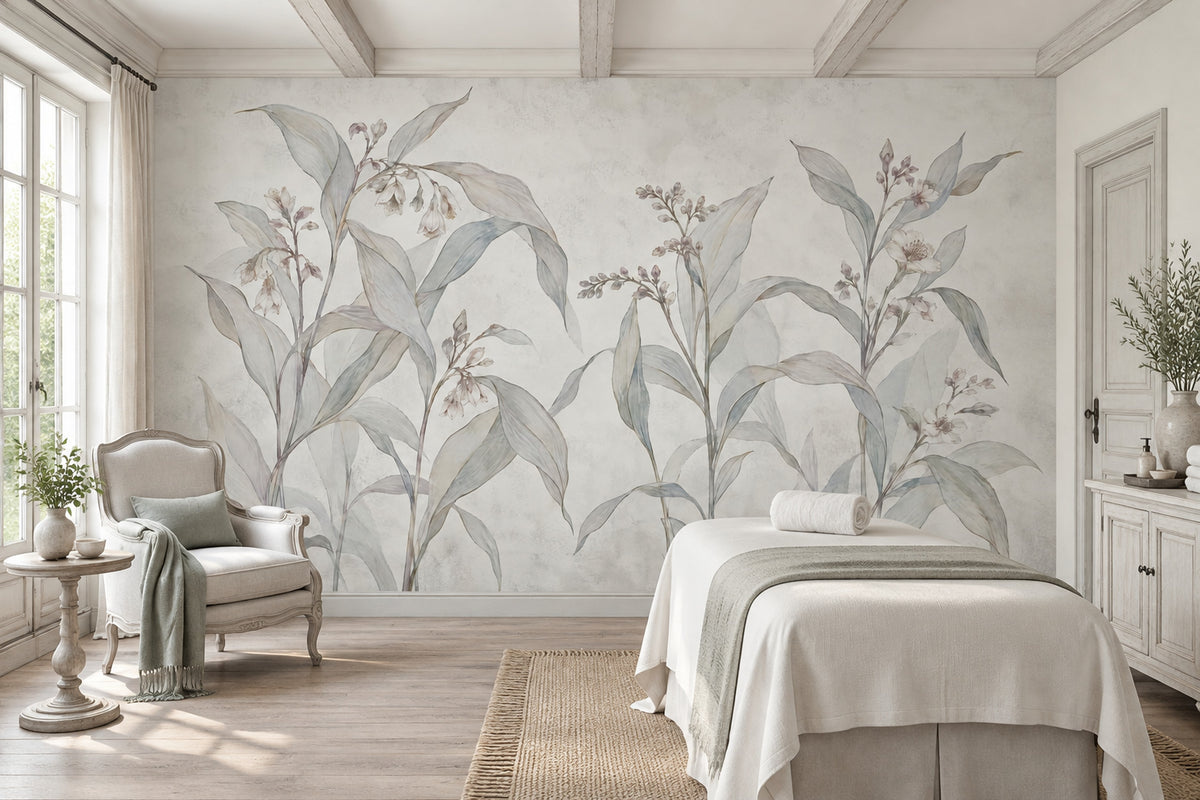 Delicate Botanical Stems Wallpaper Watercolor Floral Wall Mural