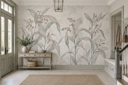 Delicate Botanical Stems Wallpaper Watercolor Floral Wall Mural