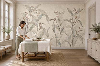 Delicate Wildflower Stems Wallpaper Watercolor Botanical Wall Mural