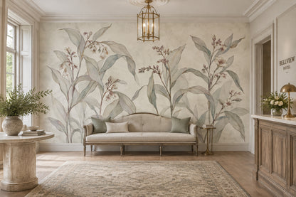 Delicate Wildflower Stems Wallpaper Watercolor Botanical Wall Mural