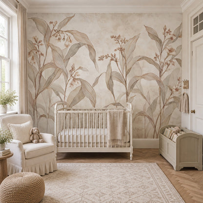 Delicate Wildflower Stems Wallpaper Neutral Botanical Wall Mural