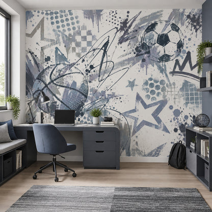 Graffiti Soccer And Basketball Wallpaper Urban Sports Wall Mural