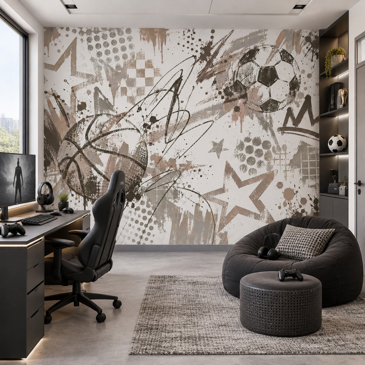 Graffiti Soccer Ball Wallpaper Urban Sports Wall Mural
