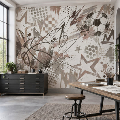 Graffiti Soccer Ball Wallpaper Urban Sports Wall Mural