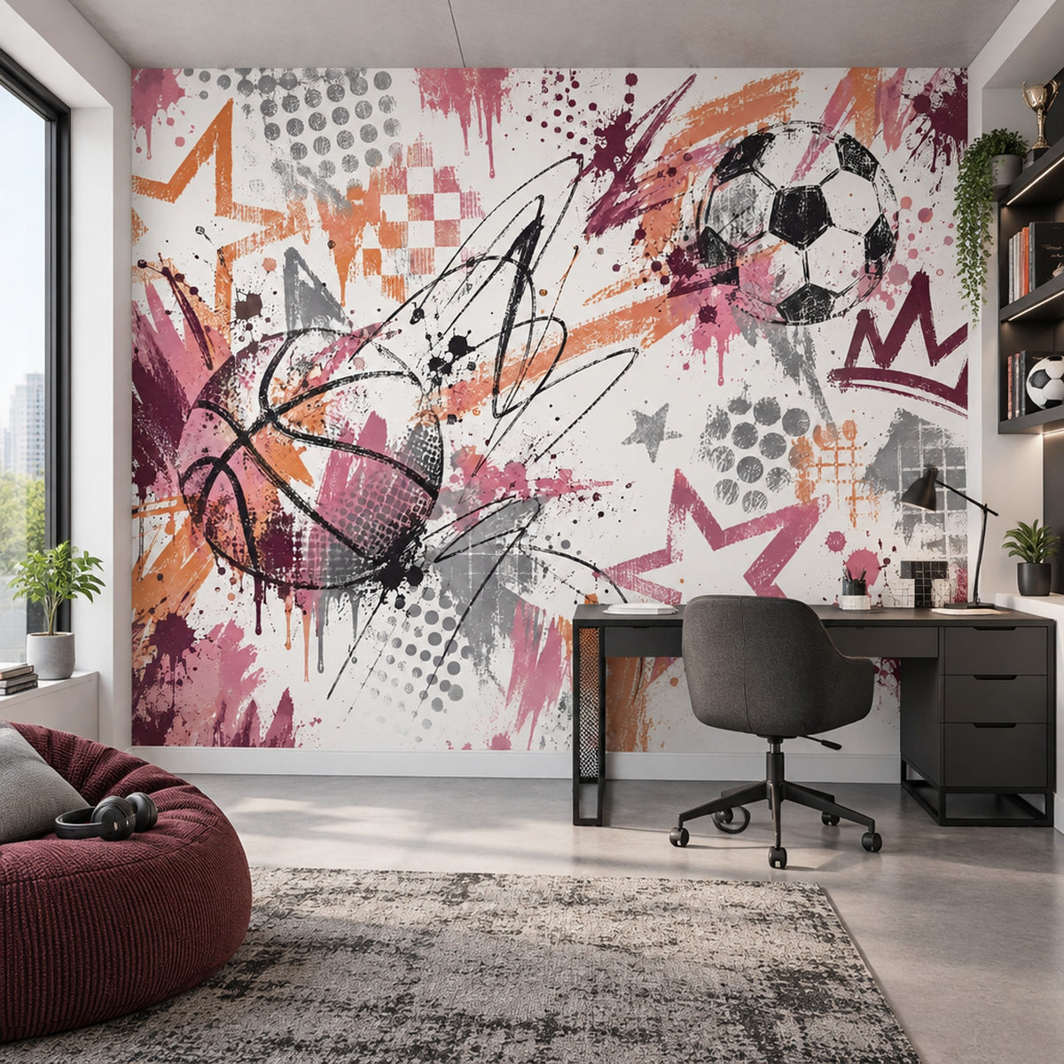 Graffiti Sports Balls Wallpaper Street Art Wall Mural