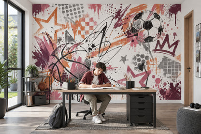 Graffiti Sports Balls Wallpaper Street Art Wall Mural