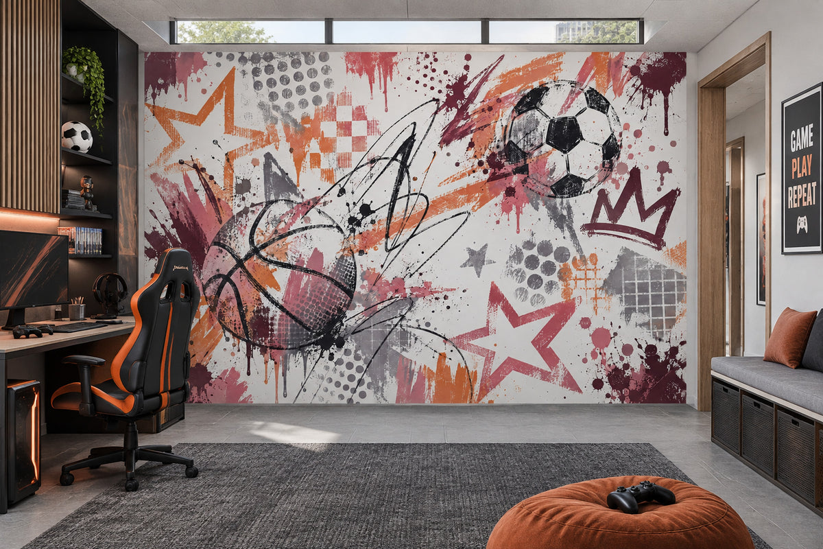 Graffiti Sports Balls Wallpaper Street Art Wall Mural