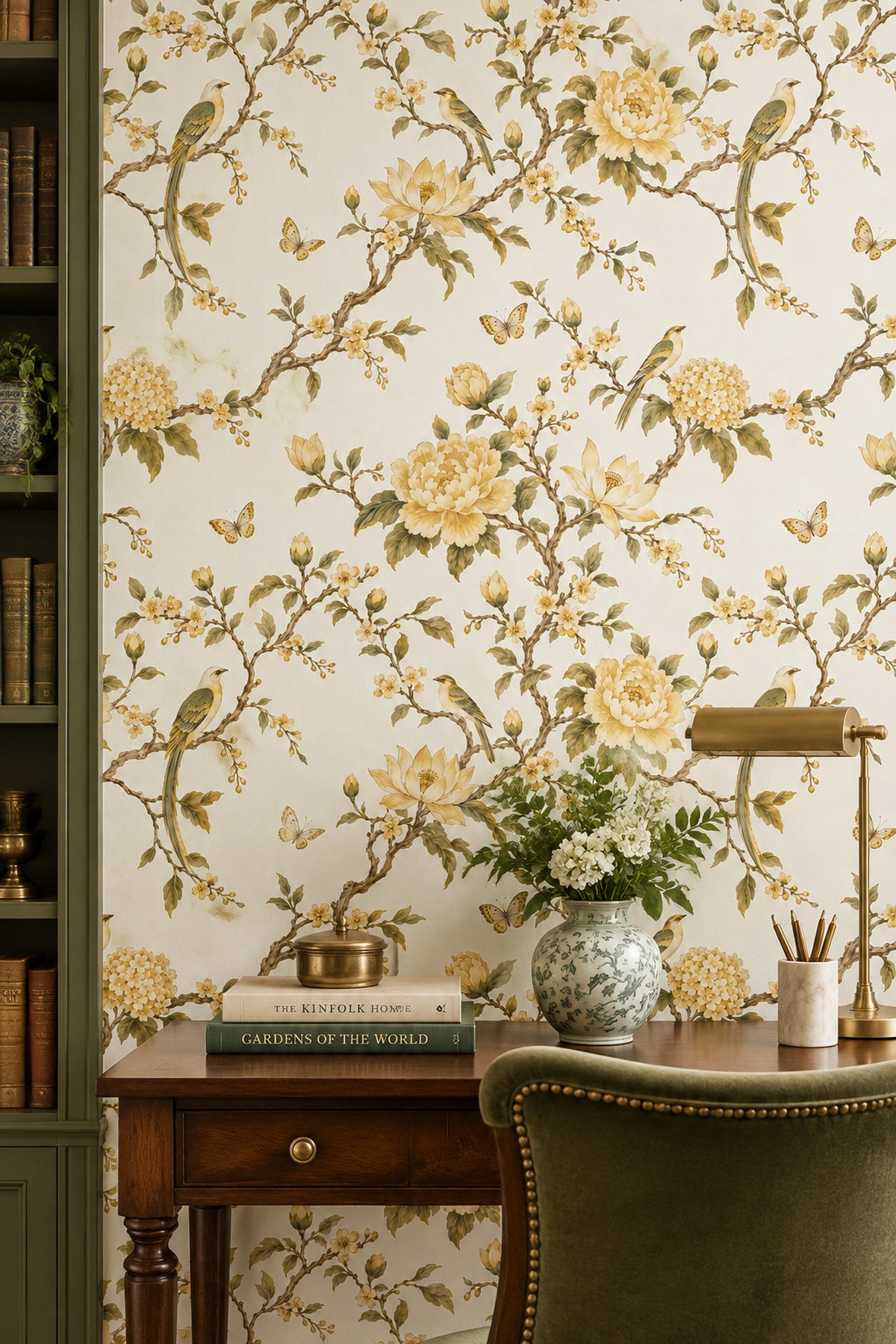 Blossoming Branches With Birds Wallpaper Ivory Chinoiserie Floral