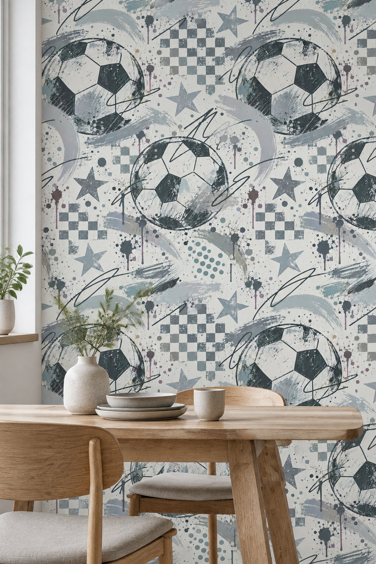Soccer Balls Wallpaper Graffiti Stars Checkerboard