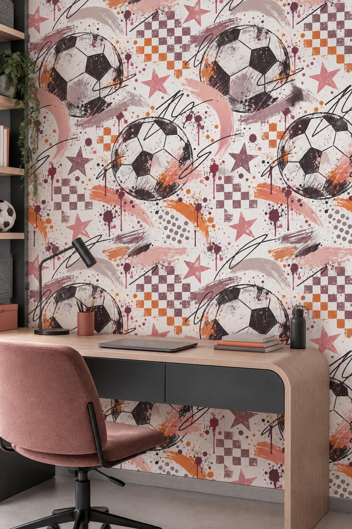 Soccer Balls Wallpaper Graffiti Stars On White Background