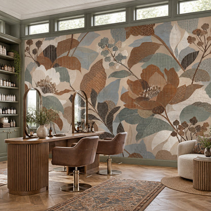 Oversized Botanical Flowers Wallpaper Earth Tone Wall Mural