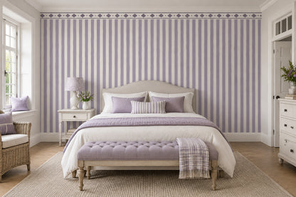 Lavender Striped Trellis Wallpaper Minimal Vintage Wall Mural