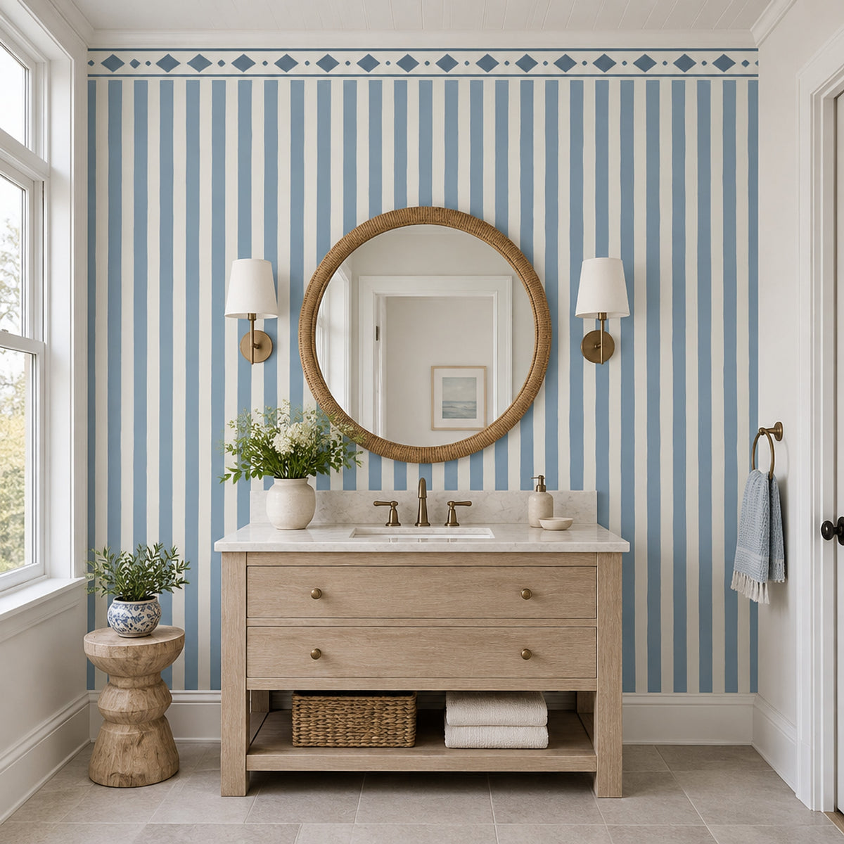 Vertical Stripe Border Wallpaper Classic Geometric Wall Mural
