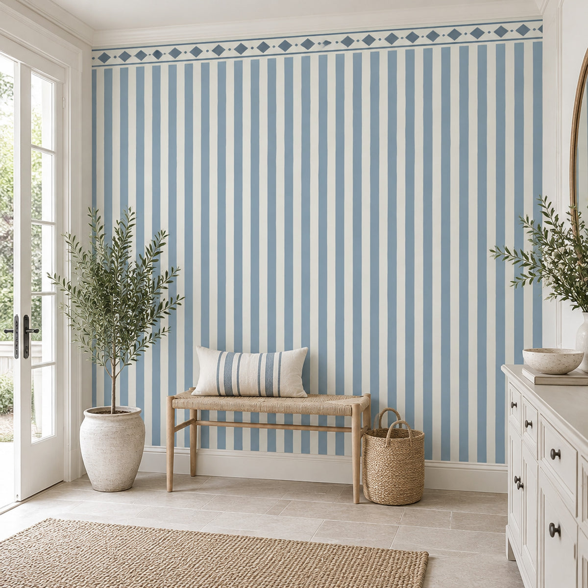 Vertical Stripe Border Wallpaper Classic Geometric Wall Mural