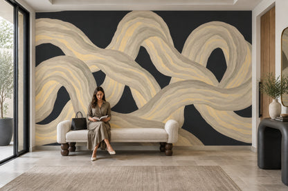 Interlacing Ribbons Wallpaper Dark Background Wall Mural