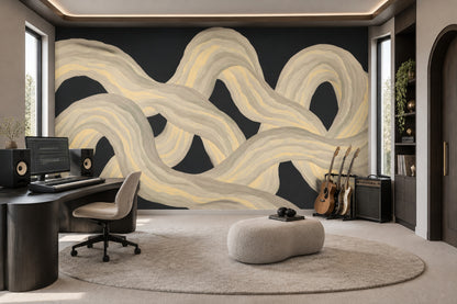 Interlacing Ribbons Wallpaper Dark Background Wall Mural